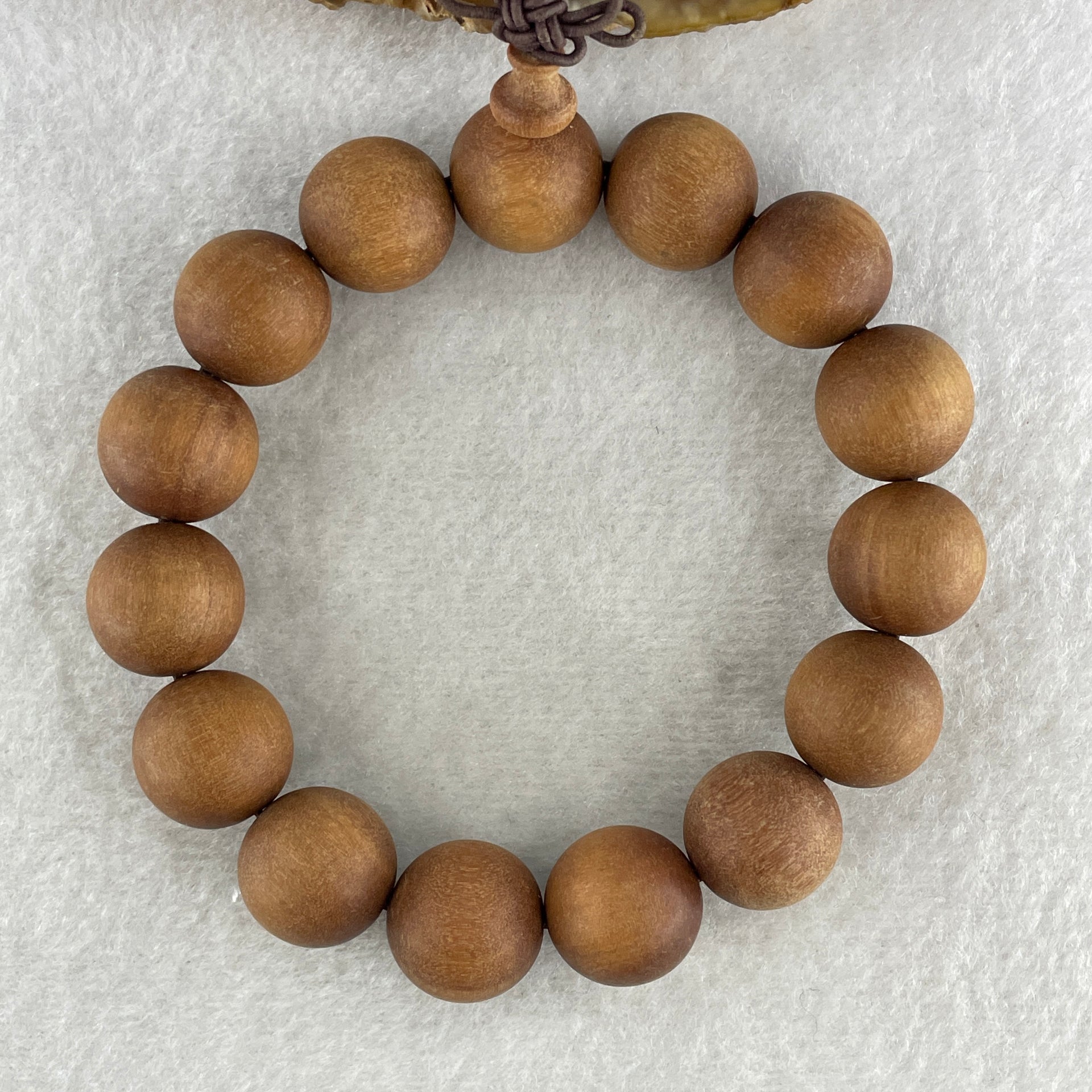 Certified Natural Sandalwood Beads Bracelet 30.16g 18cm 15.1mm 15Beads - Huangs Jadeite and Jewelry Pte Ltd