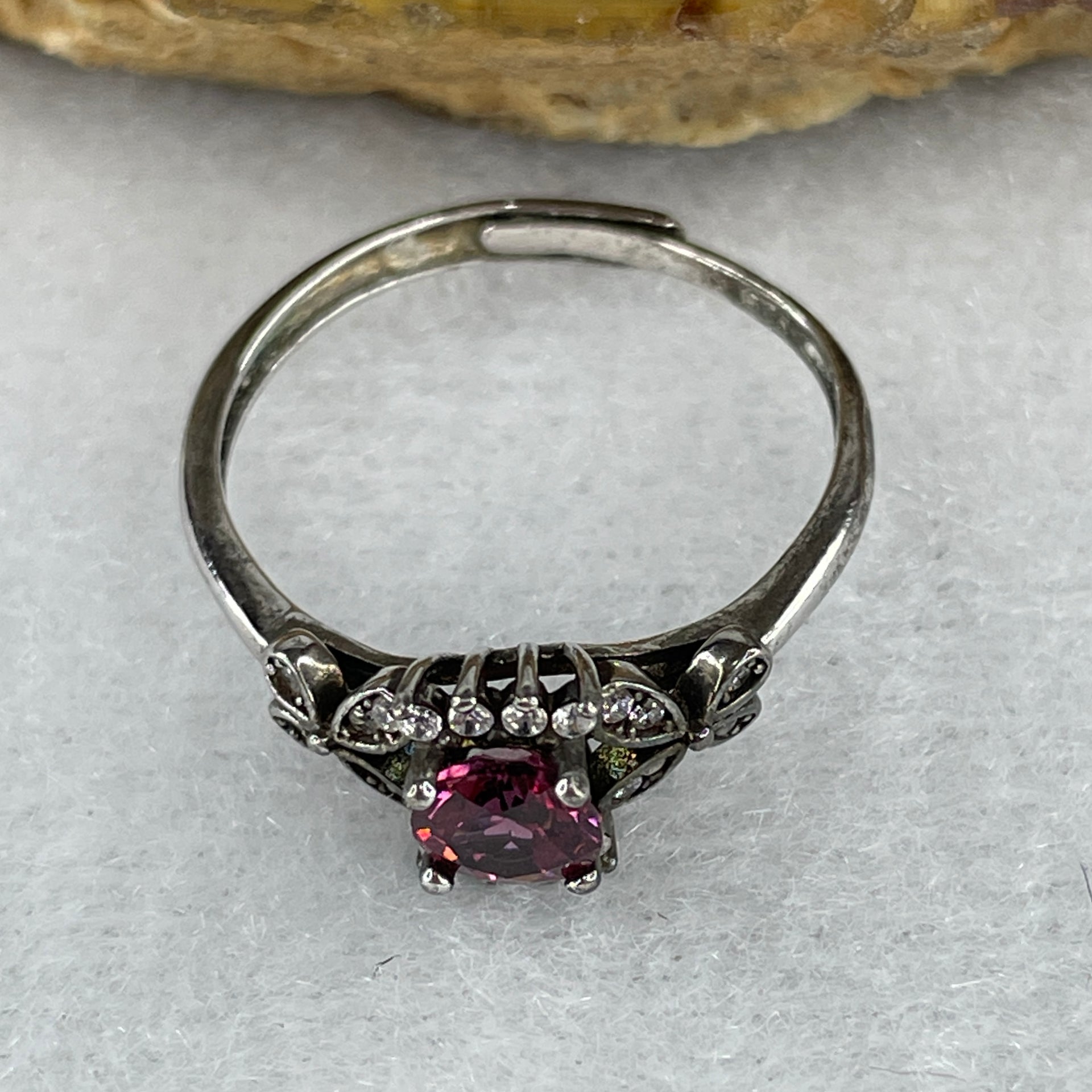 Natural Pink Cubic Zirconia Ring in S925 Sliver 1.53g 5.4 by 4.9 by 3.0mm (Adjustable Size) - Huangs Jadeite and Jewelry Pte Ltd