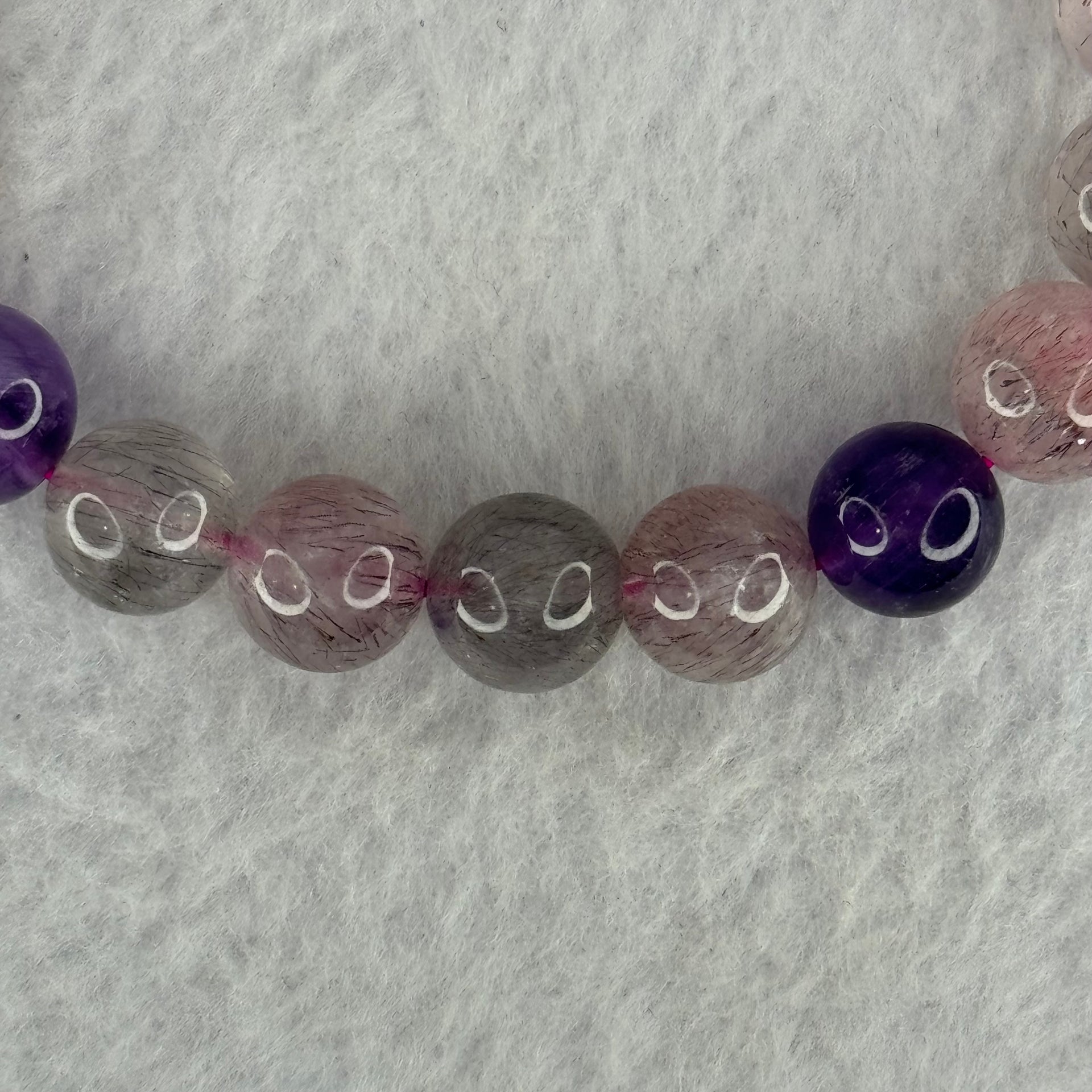 Natural Super 7 Beads Bracelet 32.24g 17.5cm 11.0mm 19 Beads - Huangs Jadeite and Jewelry Pte Ltd