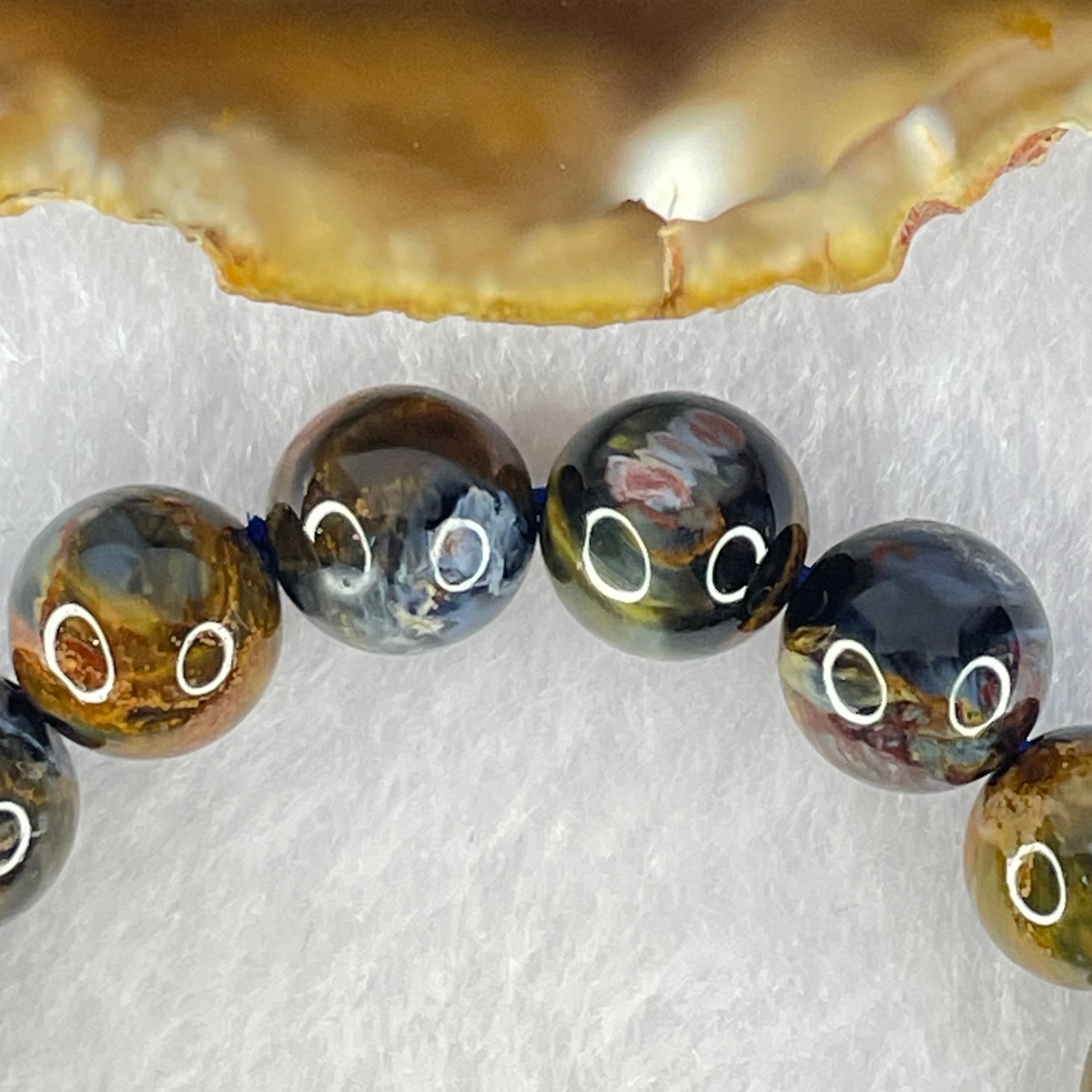 Good Grade Natural Petersite Beads Bracelet 26.85g 16cm 10.4mm 19 Beads - Huangs Jadeite and Jewelry Pte Ltd