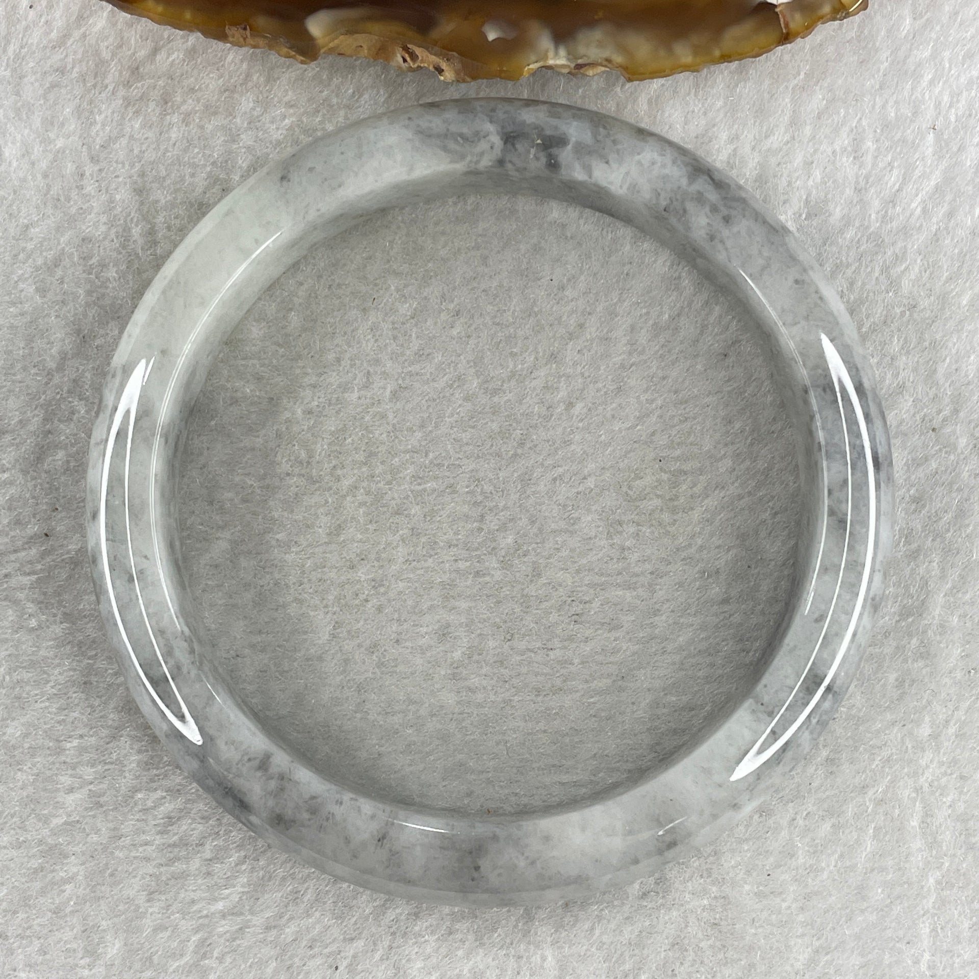 Type A Grey Wuji Jade Jadeite Bangle 55.32g inner Dia 59.6mm 12.8 by 7.9mm (Slight External Rough) - Huangs Jadeite and Jewelry Pte Ltd