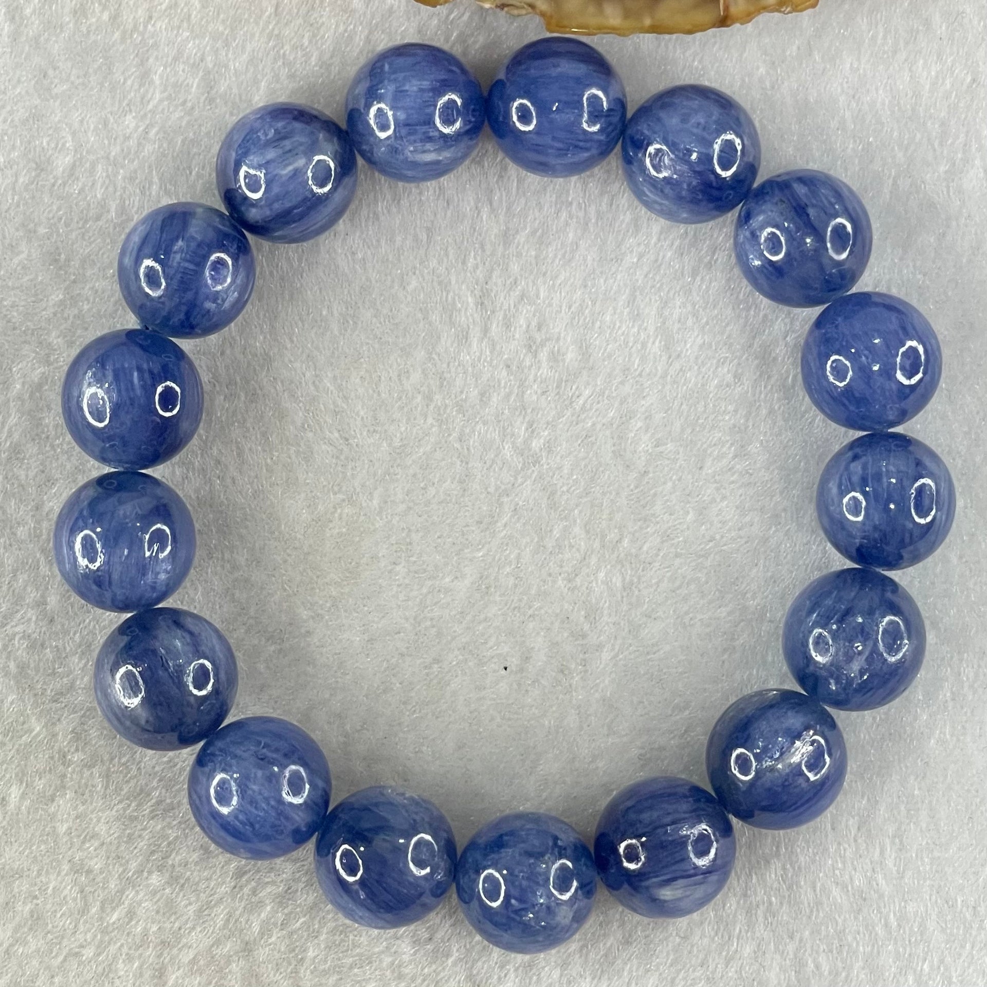 Natural Blue Kyanite Beads Bracelet 55.73g 17cm 12.4mm 17 Beads - Huangs Jadeite and Jewelry Pte Ltd