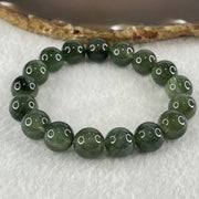Good Grade Natural Cats Eye Green Rutilated Quartz Beads Bracelet 37.68g 17cm 11.7mm 17 Beads - Huangs Jadeite and Jewelry Pte Ltd
