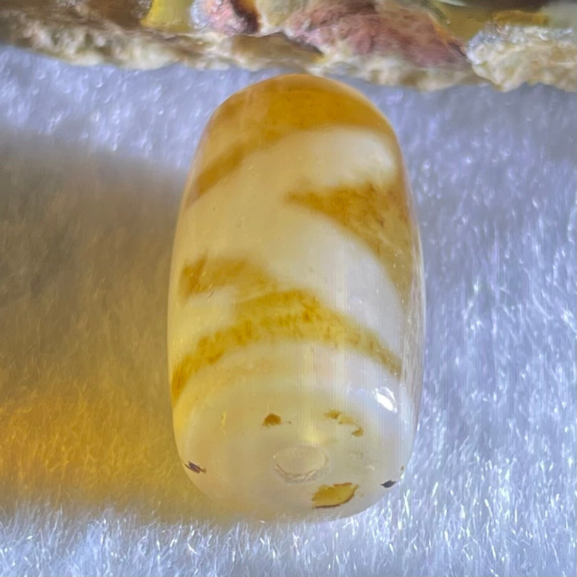 Natural Powerful Tibetan Old Oily Agate Patina Guiren Tairen Human Dzi Bead Totem Amulet Heavenly Master (Tian Zhu) 贵人天诛 4.87g 20.2 by 11.8mm - Huangs Jadeite and Jewelry Pte Ltd