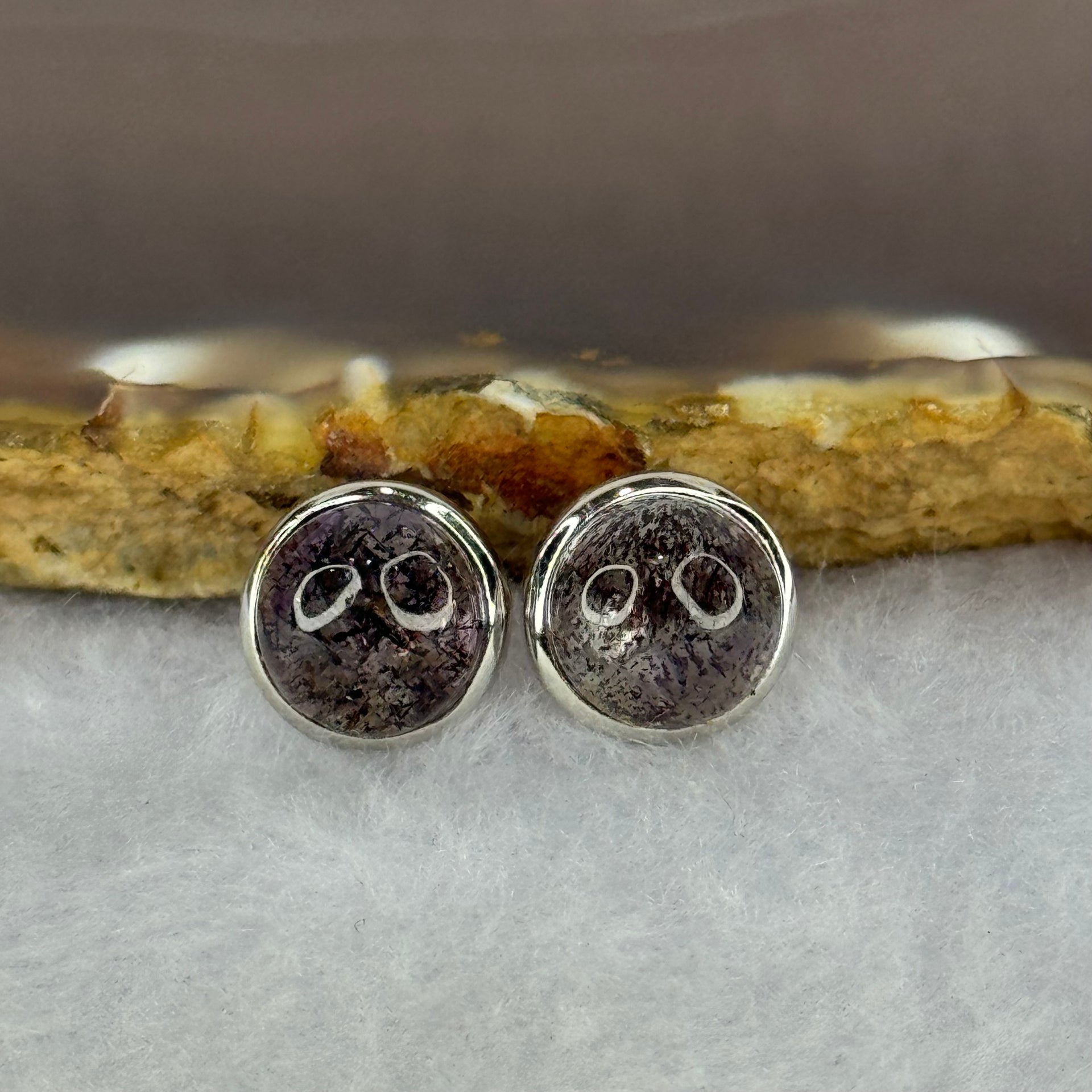 Good Grade Natural Super 7 S925 Silver Earrings 2.58g 9.1 by 5.5mm - Huangs Jadeite and Jewelry Pte Ltd