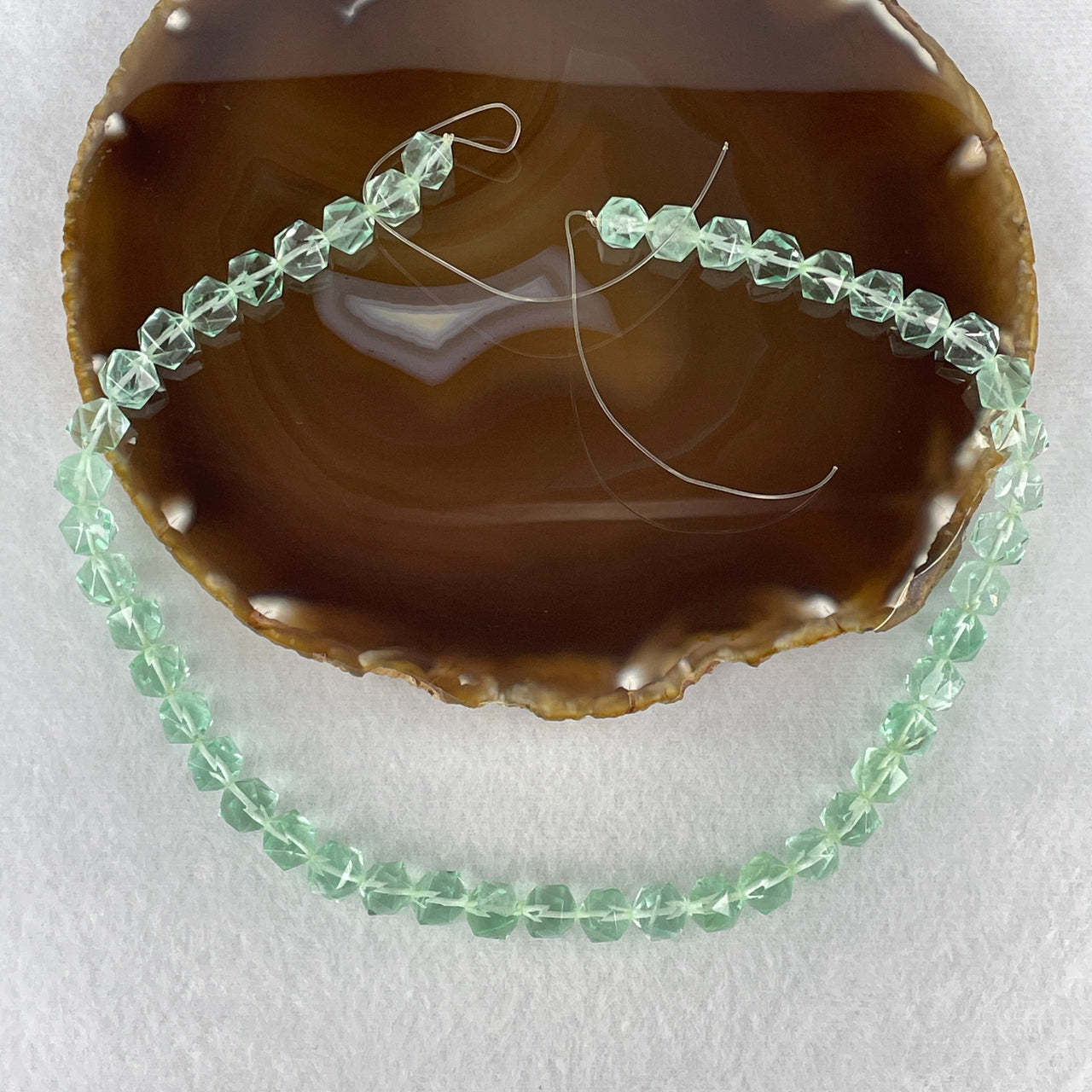 Good Grade Natural Green Fluorite Faceted Beads Necklace | Sparkling Geometric Crystal Choker Strand | Mindful & Healing Gemstone Fine Jewelry (47.90g | 38cm | 8.7mm | 46 Pcs)