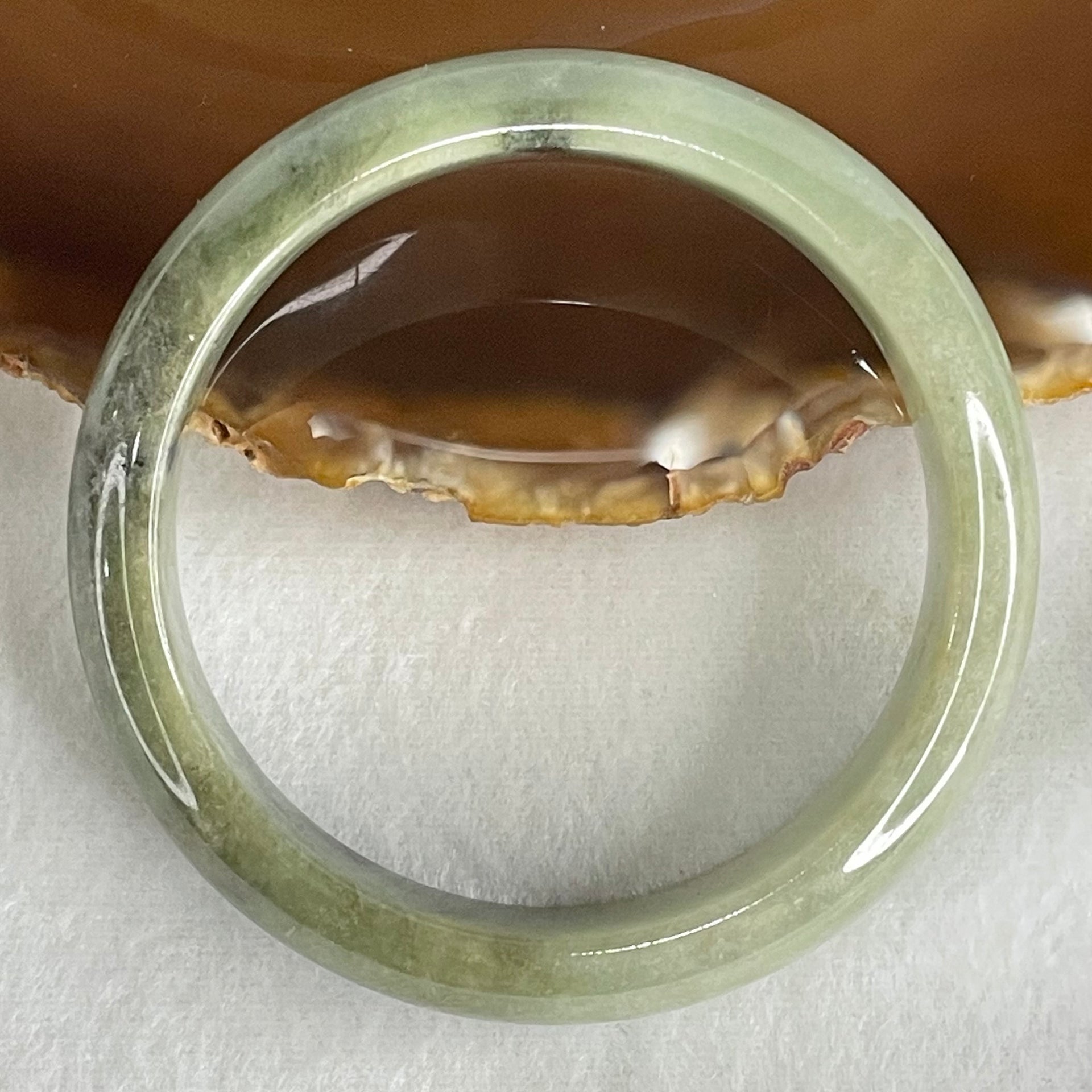 Type A Light to Dark Green Jadeite Bangle 56.80g Inner Diameter 55.7mm 14.2 by 7.8mm (Slight Internal Line) - Huangs Jadeite and Jewelry Pte Ltd