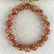 Average Grade Natural Red Sunstone Beads Bracelet 33.85g 16cm 11.2mm 18 Beads - Huangs Jadeite and Jewelry Pte Ltd