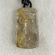 Good Grade Natural Golden Rutilated Quartz Guan Gong and Dragon Pendant with Onyx and Golden Rutilated Quartz Beads Necklace 18.61g 64cm 43.6 by 24.7 by 9.6mm - Huangs Jadeite and Jewelry Pte Ltd