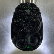 Type A Opaque to Partial Translucent Black Omphacite Jadeite Snake Pendant 24.70g 59.7 by 40.1 by 8.5mm - Huangs Jadeite and Jewelry Pte Ltd