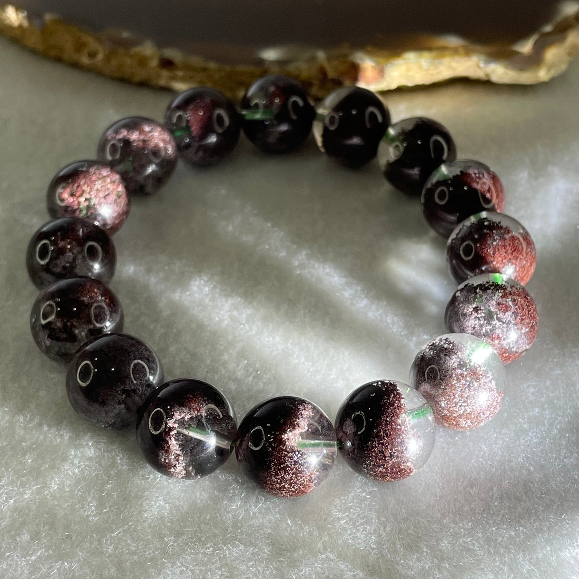 Good Grade Natural Red Phantom Quartz Beads Bracelet 49.21g 16.5cm 13.2mm 16 Beads - Huangs Jadeite and Jewelry Pte Ltd