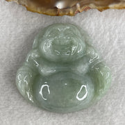 Natural Type A Green Jadeite Milo Laughing Buddha Pendant 47.59g 46.1 by 48.7 by 14.6mm - Huangs Jadeite and Jewelry Pte Ltd