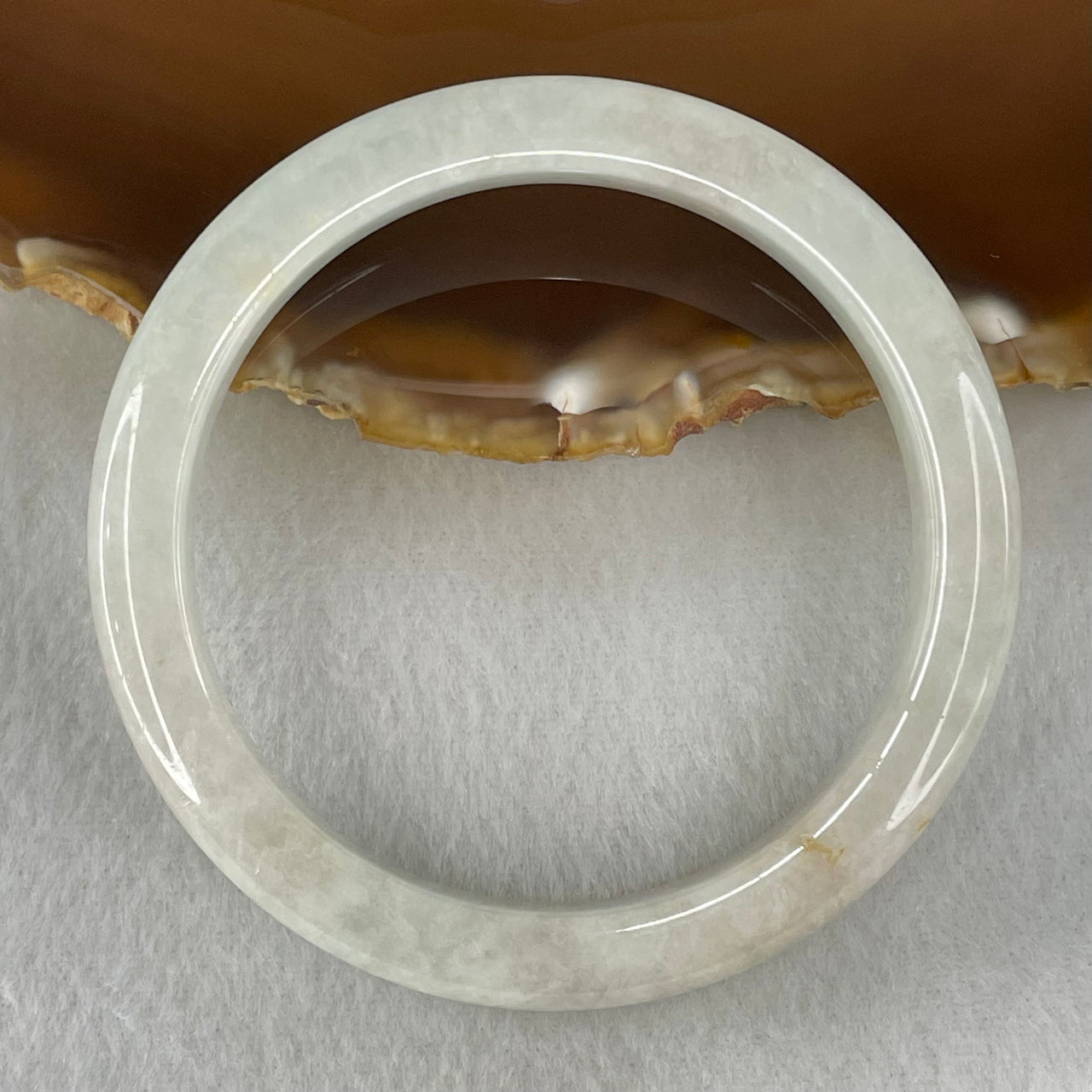 Type A Light Blueish Green Jadeite Bangle 33.37g  Internal Diameter 53.6mm 8.5 by 7.5mm (Very Slight External Rough and Very Slight Internal Line) - Huangs Jadeite and Jewelry Pte Ltd