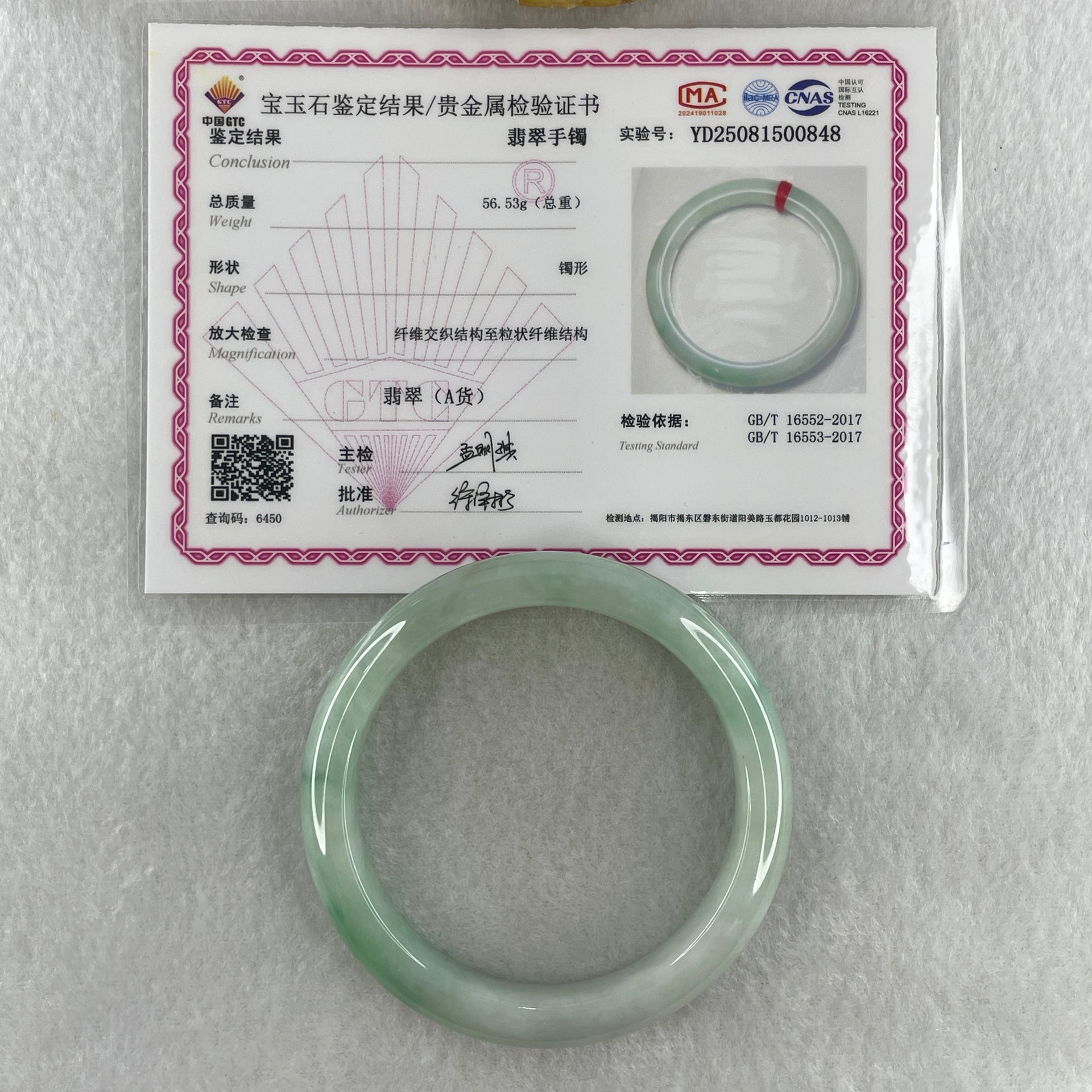 Type A Natural Light Green with Blueish Green Flora Piao Hua Jadeite Bangle 43.45g Inner Diameter 51.9mm 11.2 by 7.6mm (Very Very Slight Internal Lines) - Huangs Jadeite and Jewelry Pte Ltd