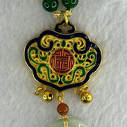 Type A Light Green Jadeite Ping An Kou Donut 25.7 by 5.7mm with Crystals Necklace 37.89g - Huangs Jadeite and Jewelry Pte Ltd