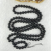 Natural Dark Matt Black Amber Beads Necklace 天然大黑天翁琥珀项链 20.87g 72cm 8.0mm 1 Beads 6.9mm 108 Beads - Huangs Jadeite and Jewelry Pte Ltd