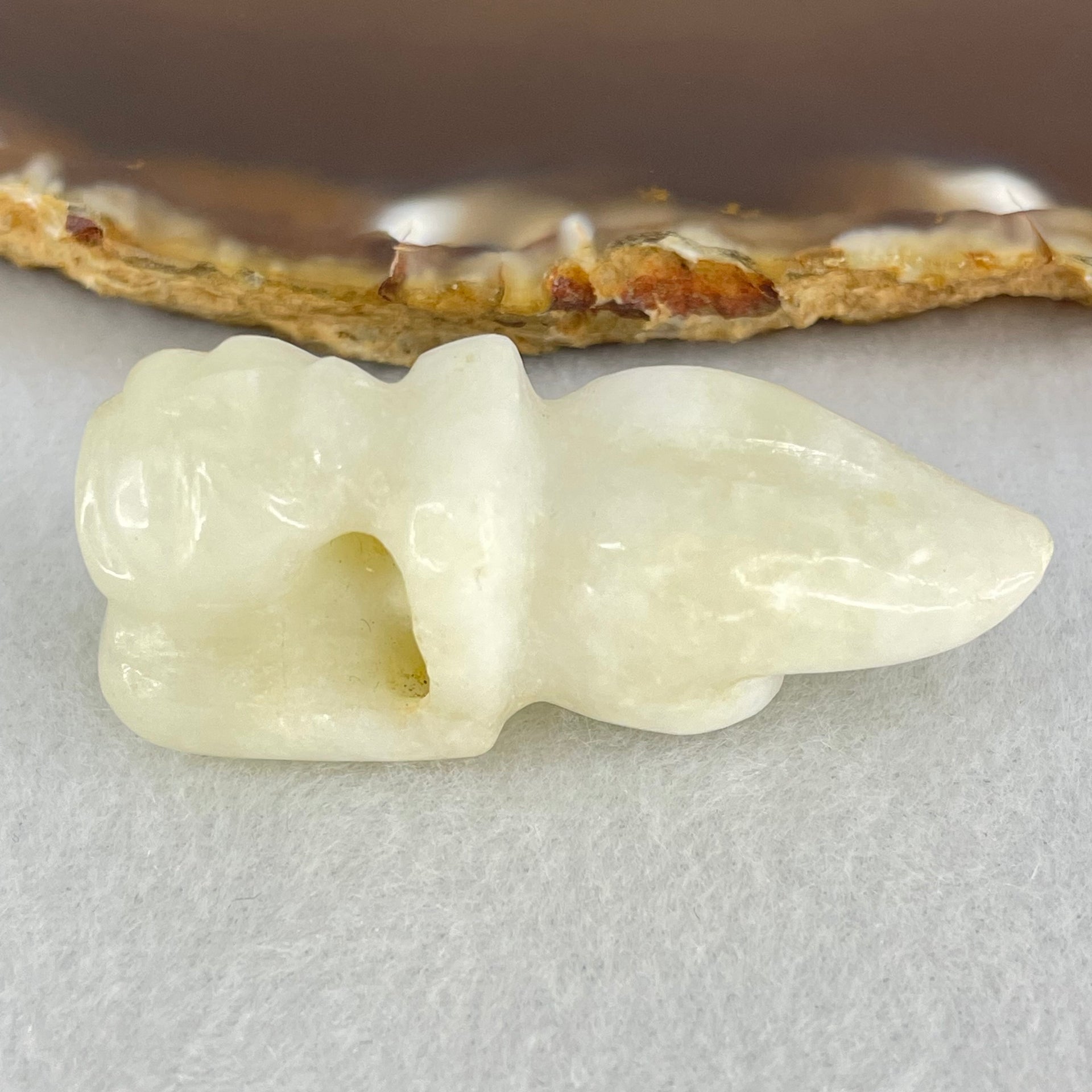 Natural White Nephrite Ancient Man Pendant 23.46g 47.6 by 17.6 by 18.5mm - Huangs Jadeite and Jewelry Pte Ltd