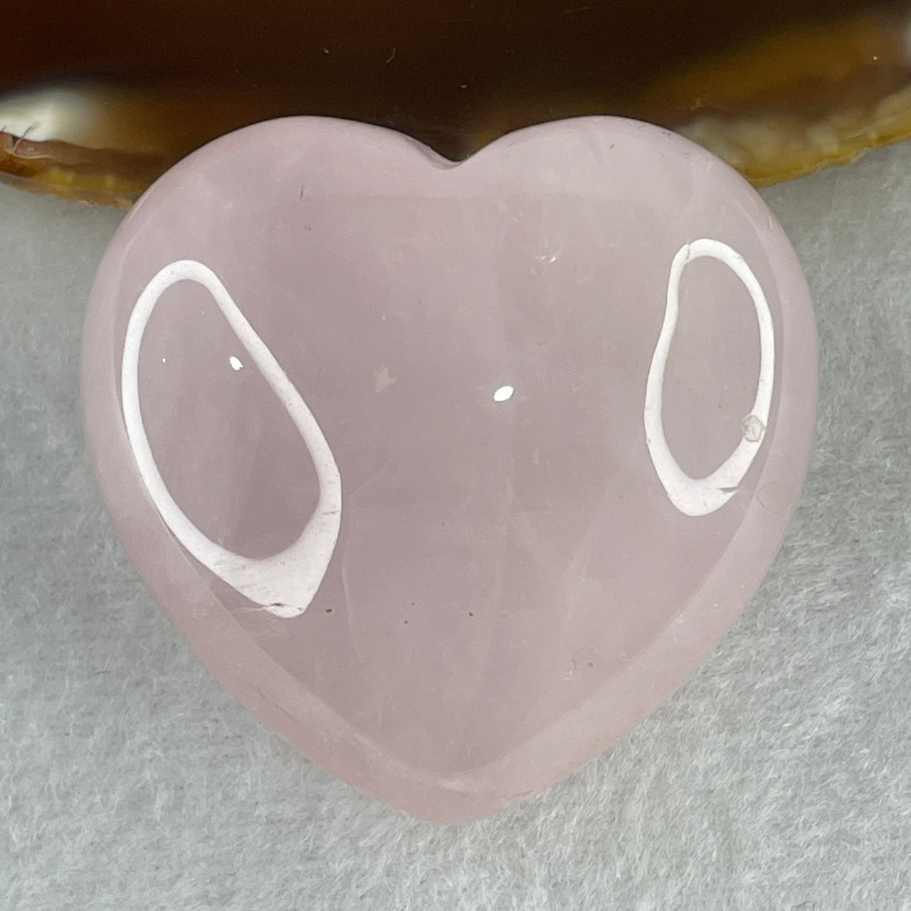 Average Grade Natural Rose Quartz Heart Shape Display 68.59g 43.0 by 44.8 by 25.4mm