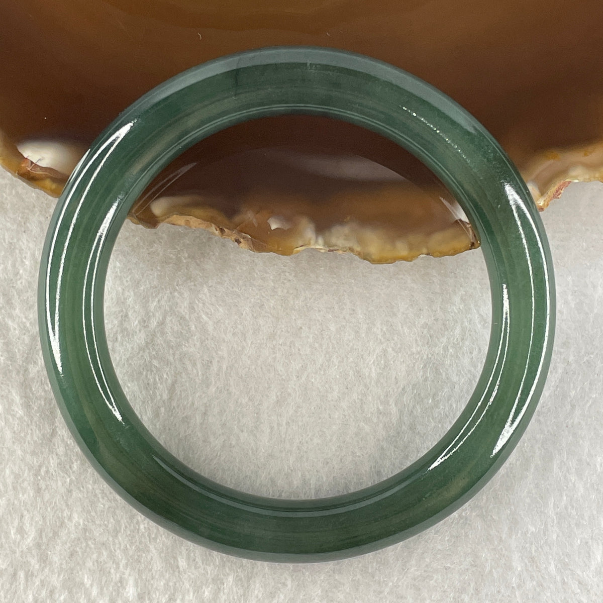 Natural Type A Dark Blueish Green Jadeite Full Round Bangle | 52.0mm Inner Diameter (36.98g | 8.8x8.8mm | Throat & Heart Chakra Harmony, Serene Focus & Protection Shield)(Very Slight Internal Line)