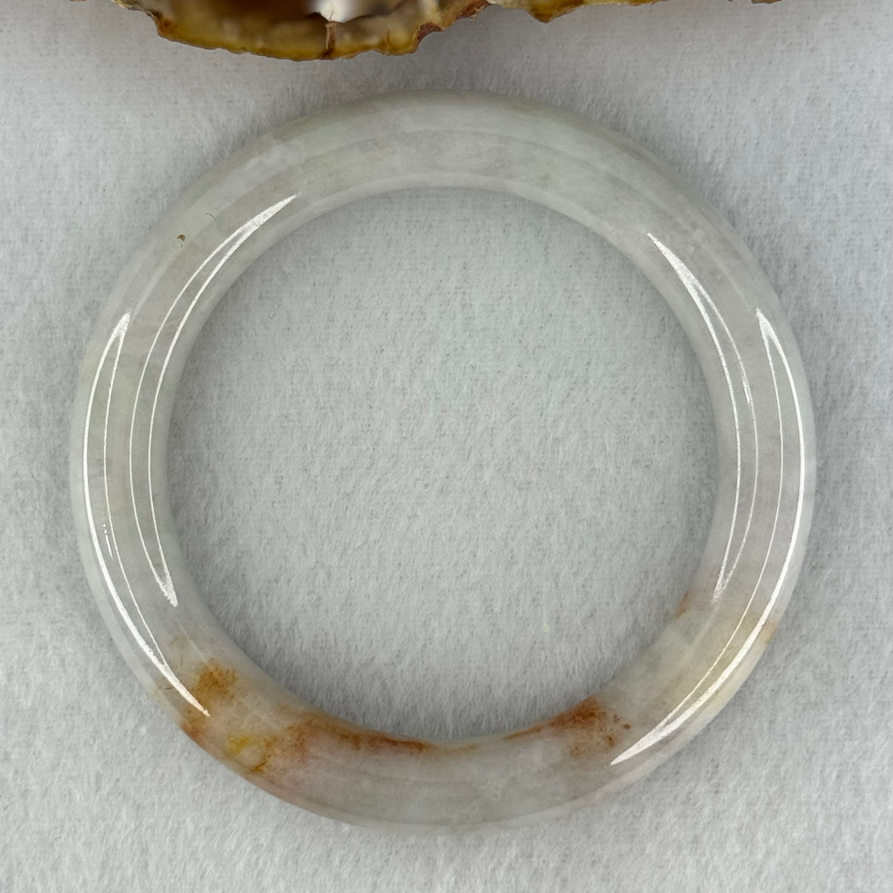 Type A Faint Green Lavender with Brownish Red Patches Jadeite Bangle Internal Diameter 54.1mm 49.27g 9.9 by 9.5mm (Slight Internal Line) - Huangs Jadeite and Jewelry Pte Ltd