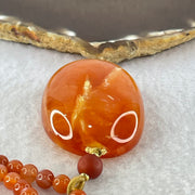 Rare Natural Pinkish Red Amber Beads Necklace 47.30g Pendant 51.9 by 37.1 by 16.9mm, 5.9mm 96 Beads - Huangs Jadeite and Jewelry Pte Ltd