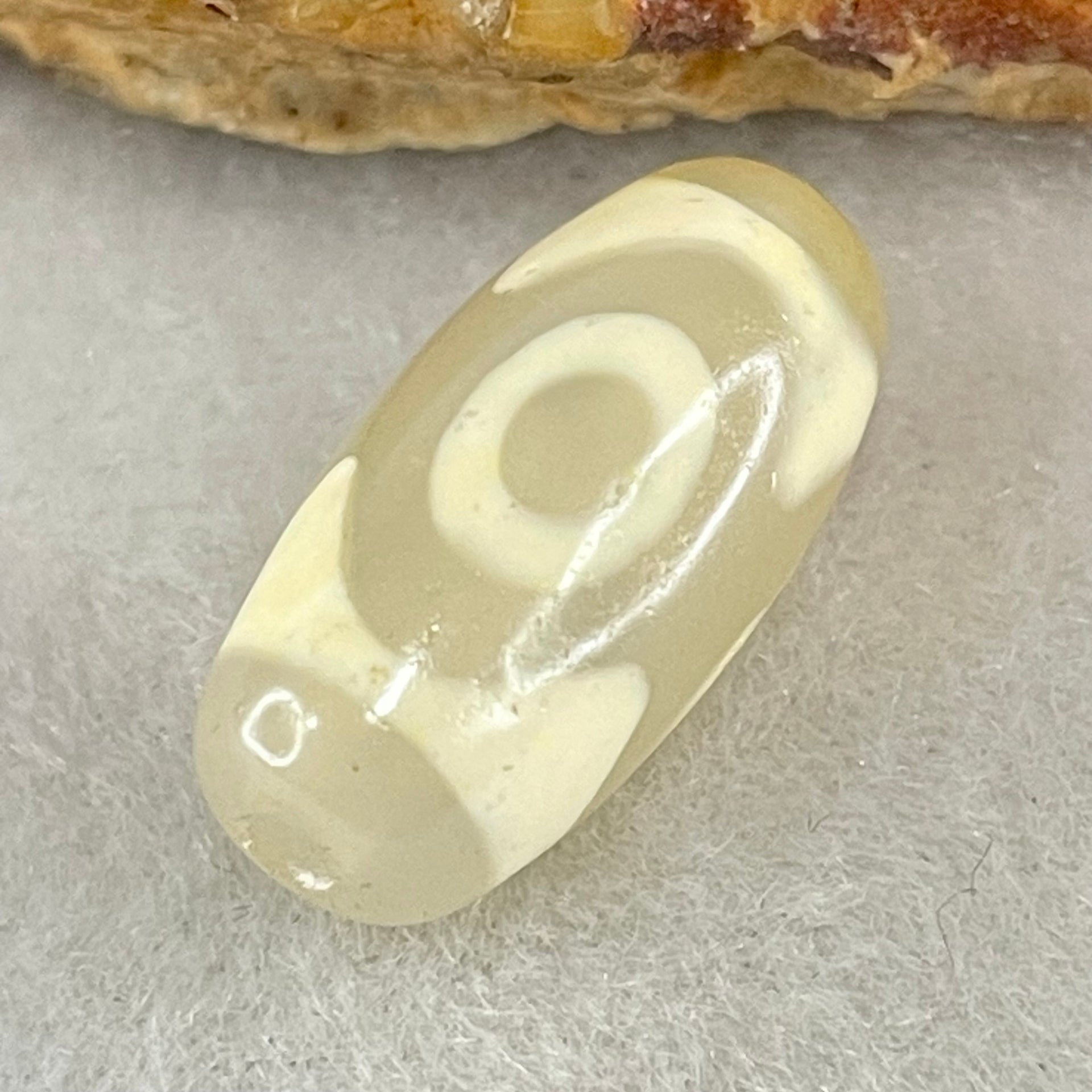 Natural Powerful Tibetan Old Oily Agate 3 Eyes Dzi Bead Heavenly Master (Tian Zhu) 三眼天诛 2.41g 19.3 by 9.4mm - Huangs Jadeite and Jewelry Pte Ltd