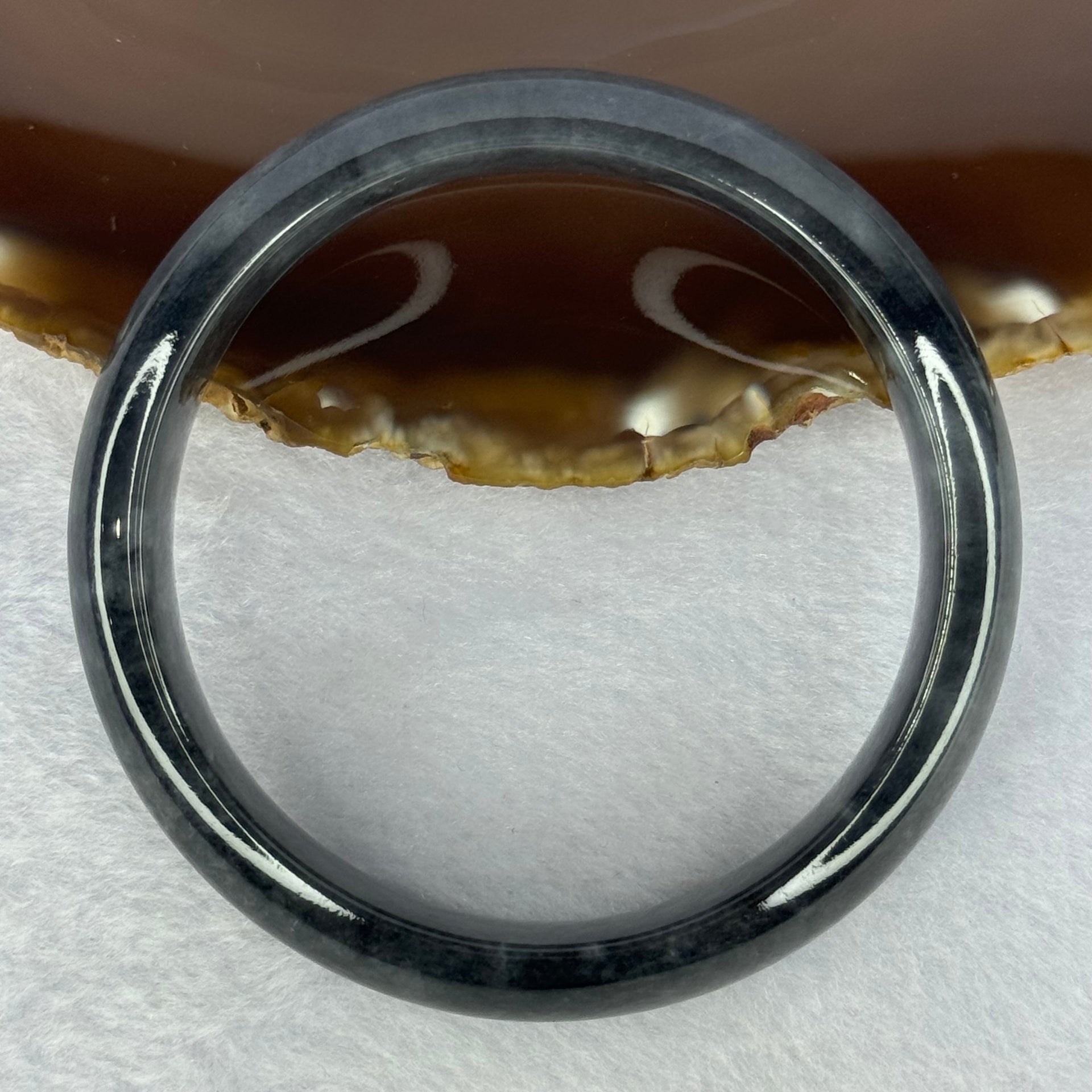Type A Wuji Greyish Black Jadeite Bangle 72.38g Internal Diameter 60.4mm 16.2 by 8.4mm (Close to Perfect) - Huangs Jadeite and Jewelry Pte Ltd