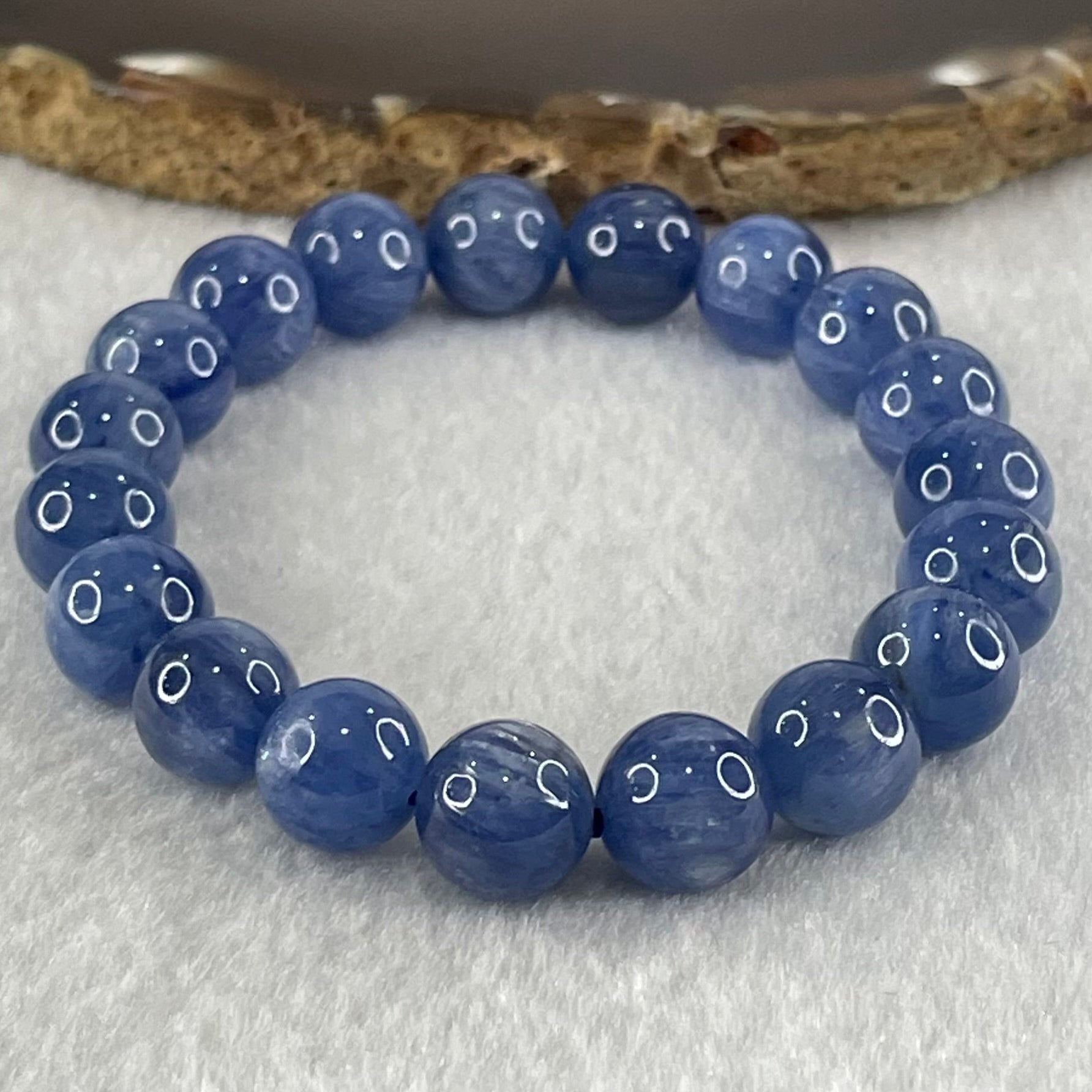 Natural Blue Kyanite Beads Bracelet 35.24g 15.5cm 10.3mm 19 Beads - Huangs Jadeite and Jewelry Pte Ltd