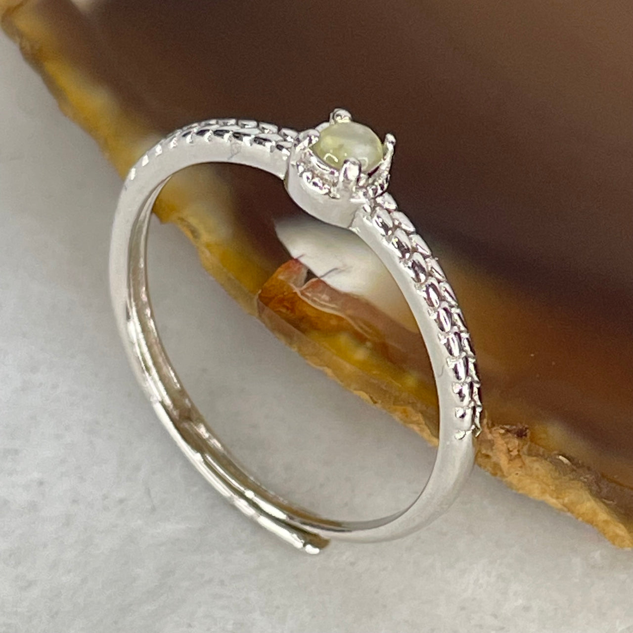 Type A Icy Lavender Cabochon Jadeite in S925 Sliver Ring (Adjustable Size) 1.06 2.5 by 1.5mm - Huangs Jadeite and Jewelry Pte Ltd