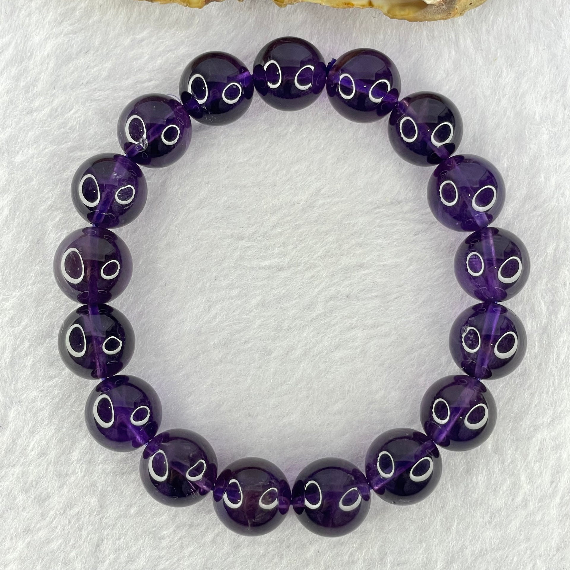 Very Good Grade Natural Amethyst Bracelet 46.78g 18.5cm 13.0mm 17 Beads - Huangs Jadeite and Jewelry Pte Ltd