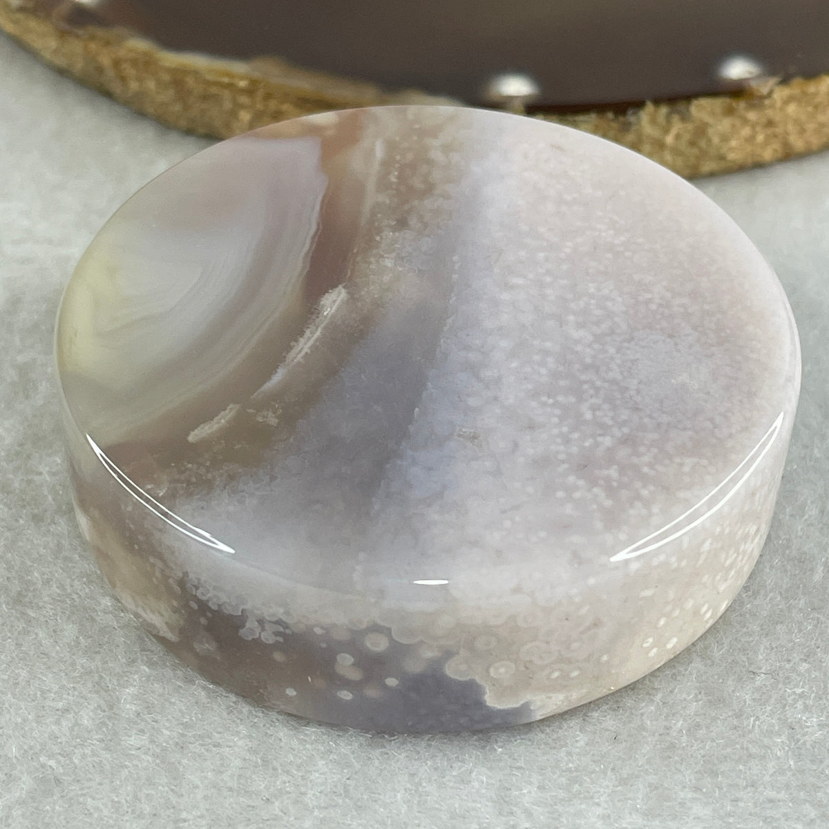Natural Pink with Purple Flower Agate Set Bangle 146.60g Inner Diameter 57.0mm 14.0 by 7.8mm (Perfect) - Huangs Jadeite and Jewelry Pte Ltd
