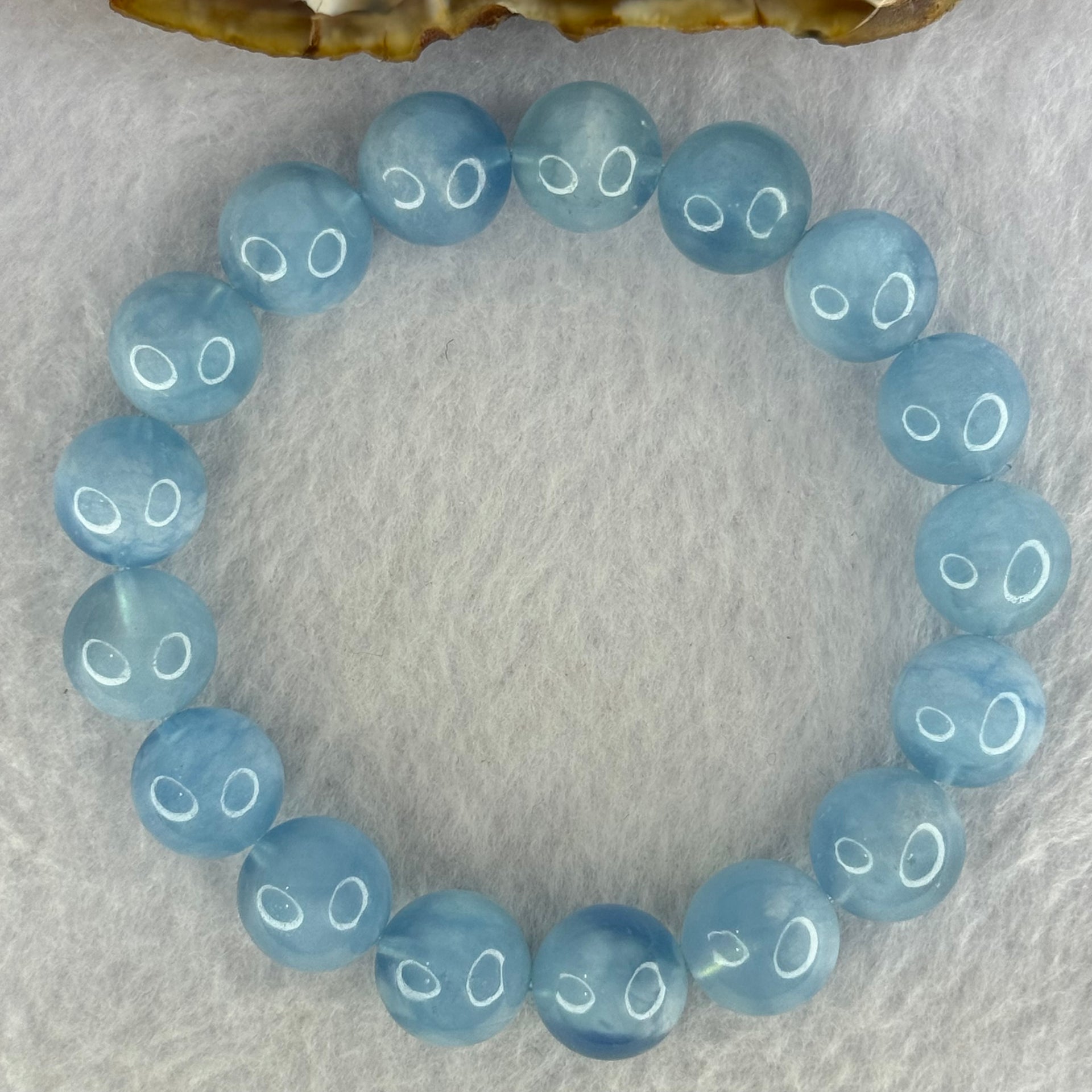 Natural Aquamarine Beads Bracelet 47.55g 19cm 12.8mm 17 Beads - Huangs Jadeite and Jewelry Pte Ltd
