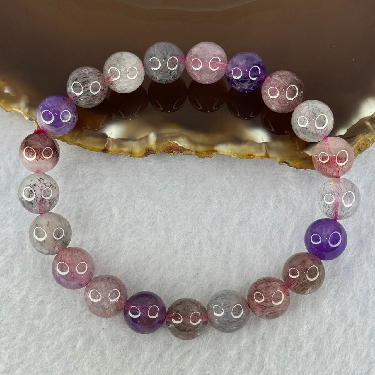 Natural Super 7 Beads Bracelet 22.55g 16cm 9.3mm 21 Beads - Huangs Jadeite and Jewelry Pte Ltd