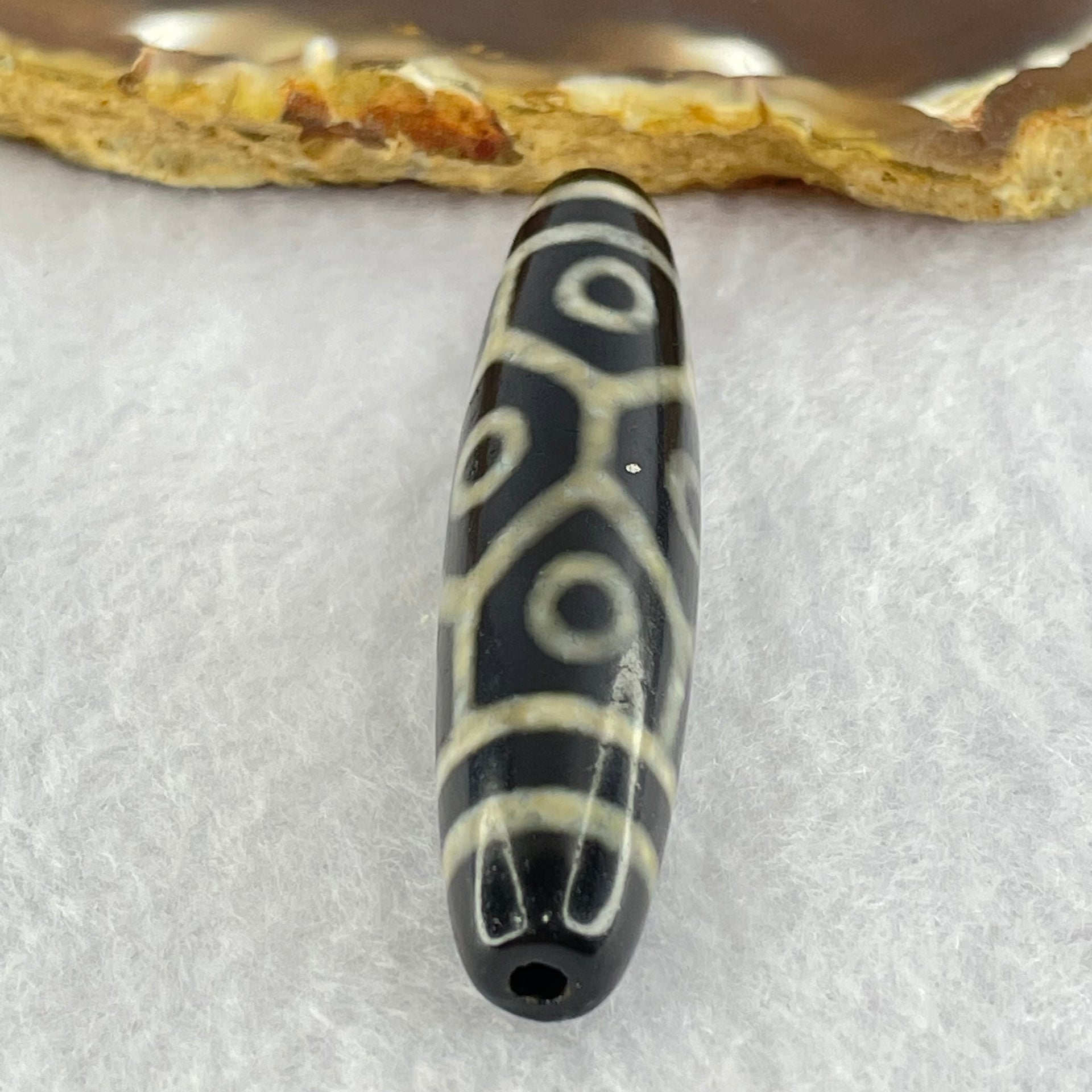 Natural Powerful Tibetan Old Oily Agate 9 Eyes Dzi Bead Heavenly Master (Tian Zhu) 九眼天诛 14.11g 58.5 by 12.7mm - Huangs Jadeite and Jewelry Pte Ltd