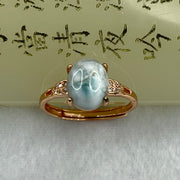Natural Larimar in S925 Silver Rose Gold Color Ring (Adjustable Size) 2.31g 10.0 by 8.1 by 5.0mm - Huangs Jadeite and Jewelry Pte Ltd