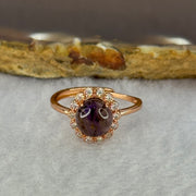 Good Grade Natural Auralite 23 in S925 Silver Rose Gold Color Ring (Adjustable Ring) 2.03g 7.9 by 4.0mm - Huangs Jadeite and Jewelry Pte Ltd