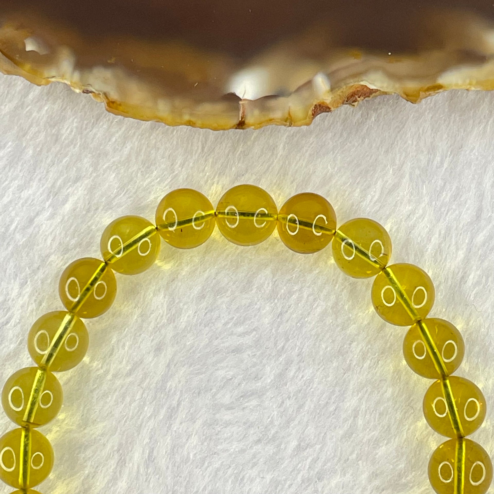 Natural Yellow Golden Amber Beads Bracelet 5.19g 15cm 7.4mm 24 Beads - Huangs Jadeite and Jewelry Pte Ltd