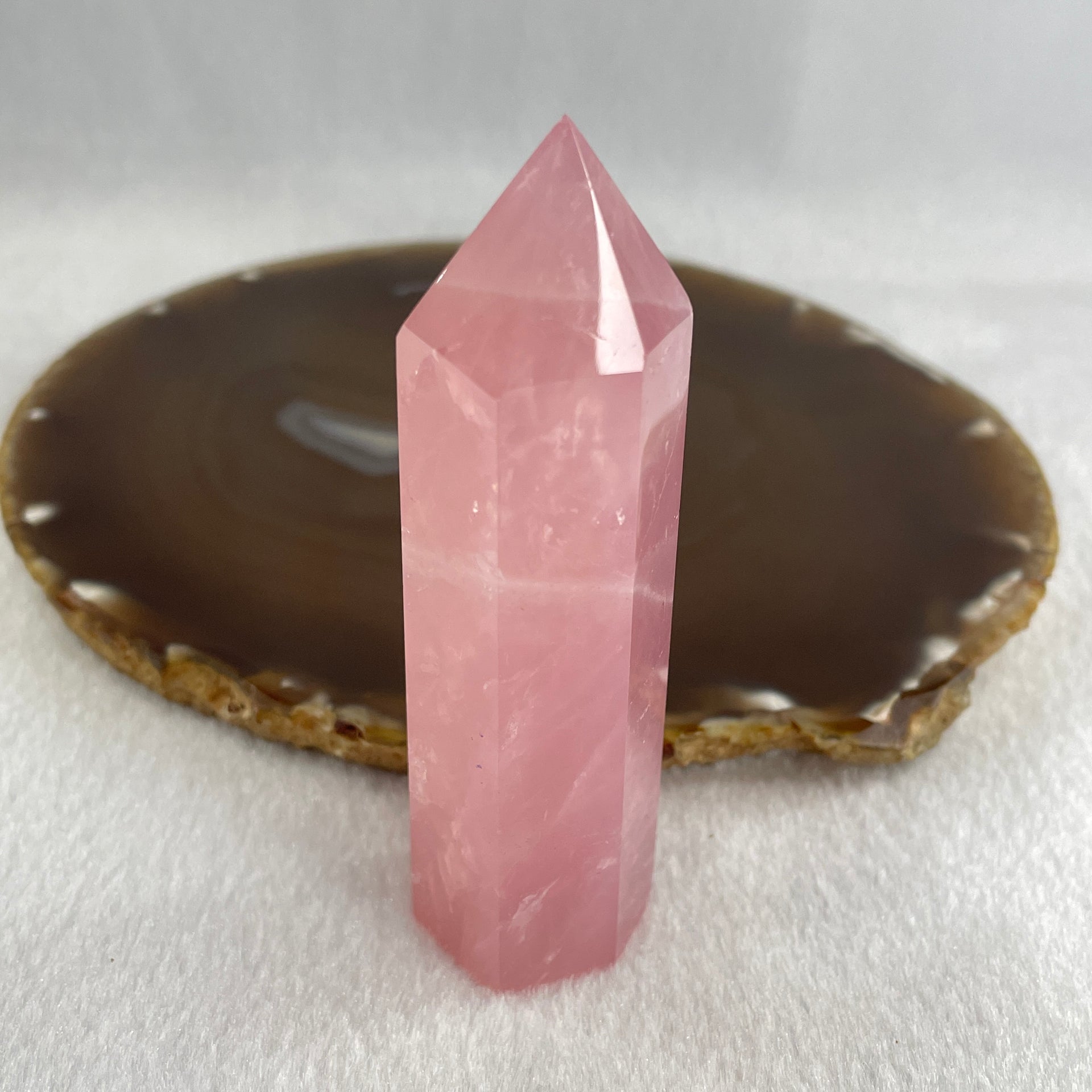 Natural Rose Quartz Tower Display 91.54g 90.0 by 27.0 by 23.1mm - Huangs Jadeite and Jewelry Pte Ltd