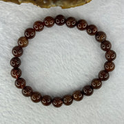 Natural Copper Rutilated Quartz Beads Bracelet 天然銅髮晶手镯 16.36g 16cm 7.9mm 25 Beads - Huangs Jadeite and Jewelry Pte Ltd