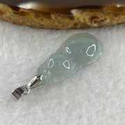 Natural Type A Semi Icy Lavender Jadeite Calabash Hulu Pendant in Stainless Steel Clasp 3.20g 29.6 by 14.9 by 5.2mm - Huangs Jadeite and Jewelry Pte Ltd
