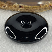 Type A Opaque Black Omphacite Jadeite Ping An Kou Donut Pendant 28.69g 38.0 by 9.4mm - Huangs Jadeite and Jewelry Pte Ltd
