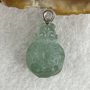Natural Type A Semi Icy Green Jadeite Rabbit on Moon Pendant in 18K White Gold 3.83g 16.7 by 12.0mm - Huangs Jadeite and Jewelry Pte Ltd