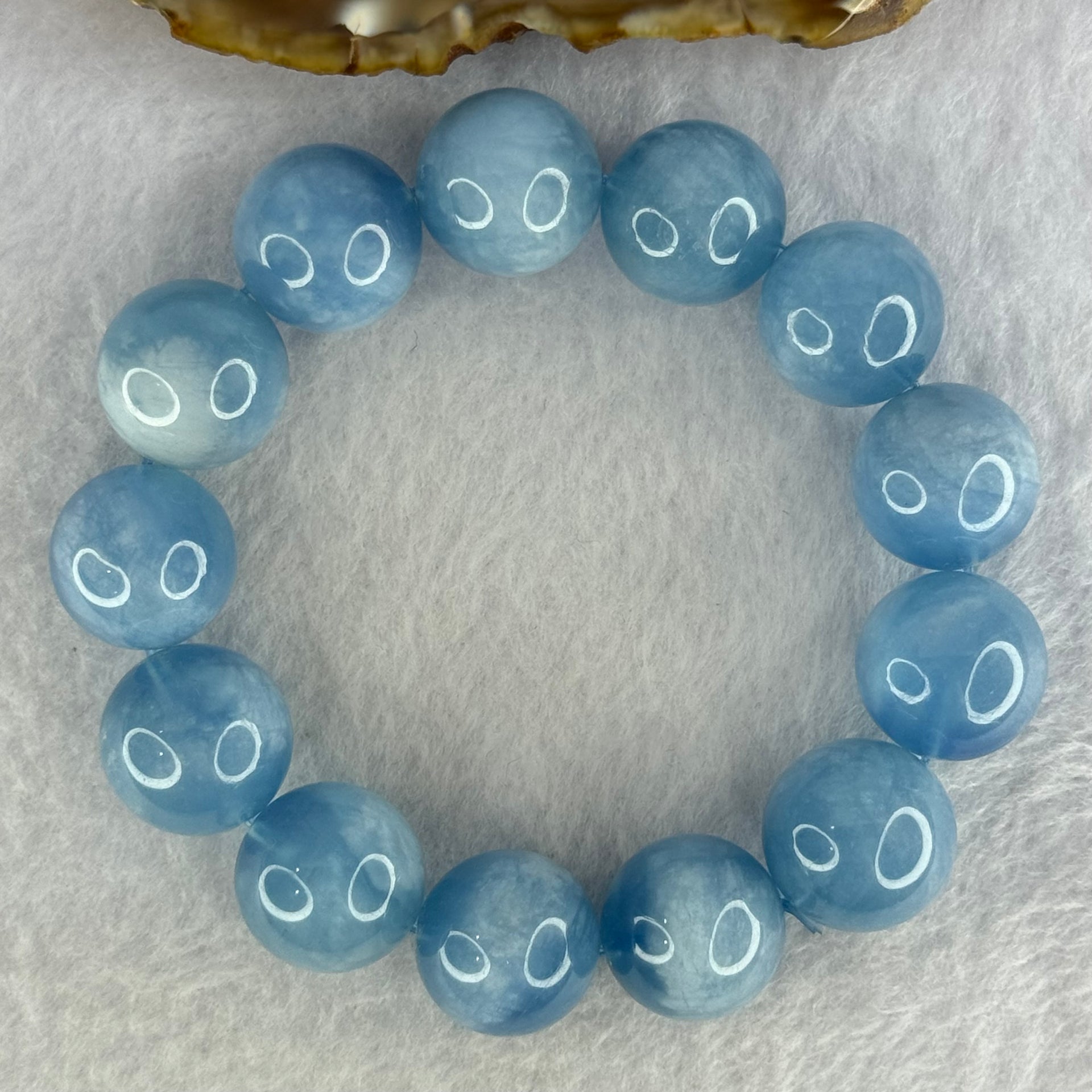 Natural Aquamarine Beads Bracelet 93.37g 19cm 17.5mm 13 Beads - Huangs Jadeite and Jewelry Pte Ltd