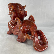 Antique Natural Red Jasper Pixiu Pair Display Total Weight 3,589.0g each about 190.0 by 76.4 by 142.5mm - Huangs Jadeite and Jewelry Pte Ltd