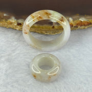 Type A Lavender with Brown and Green Patches Jadeite Ring 6.8 by 3.4mm with Mini Donut Ping An Kou 7.9mm by 4.2mm Total 7.13g US8.25 HK18.5 - Huangs Jadeite and Jewelry Pte Ltd