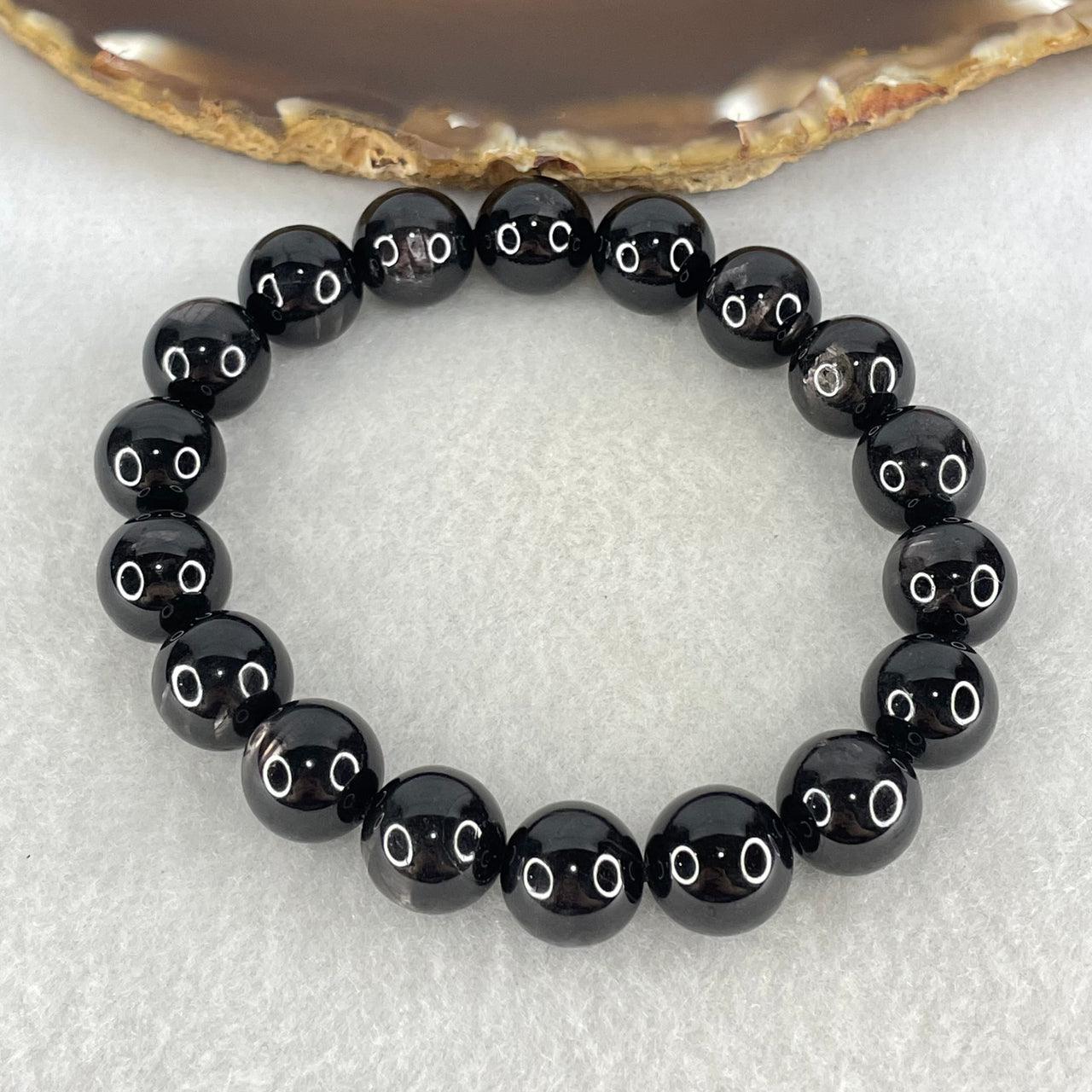 Good Grade Natural Hypersthene Beads Bracelet 45.58g 17.5mm 11.3mm 18 Beads - Huangs Jadeite and Jewelry Pte Ltd
