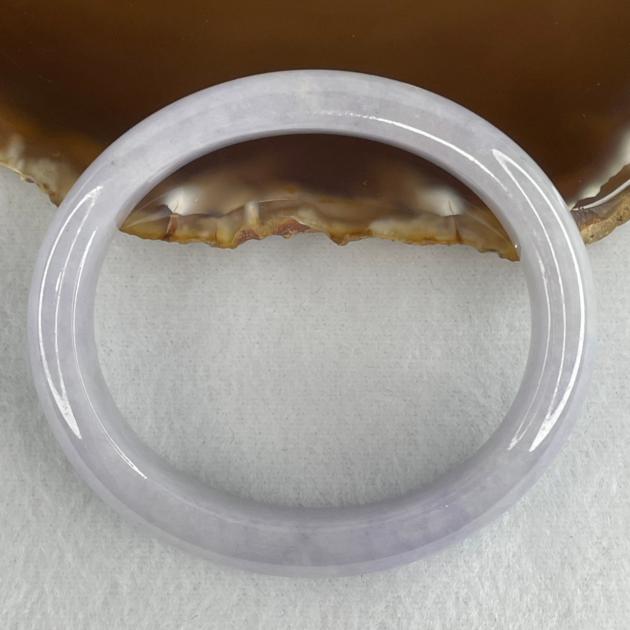 Natural Type A Light Lavender Jadeite Oval Bangle | 52.8mm Elegant Violet "Gui Fei" Contour | Premium Luxury "Fei Cui" Personal Talisman 43.08g 12.3x7.5mm (Very Slight External Roughs)