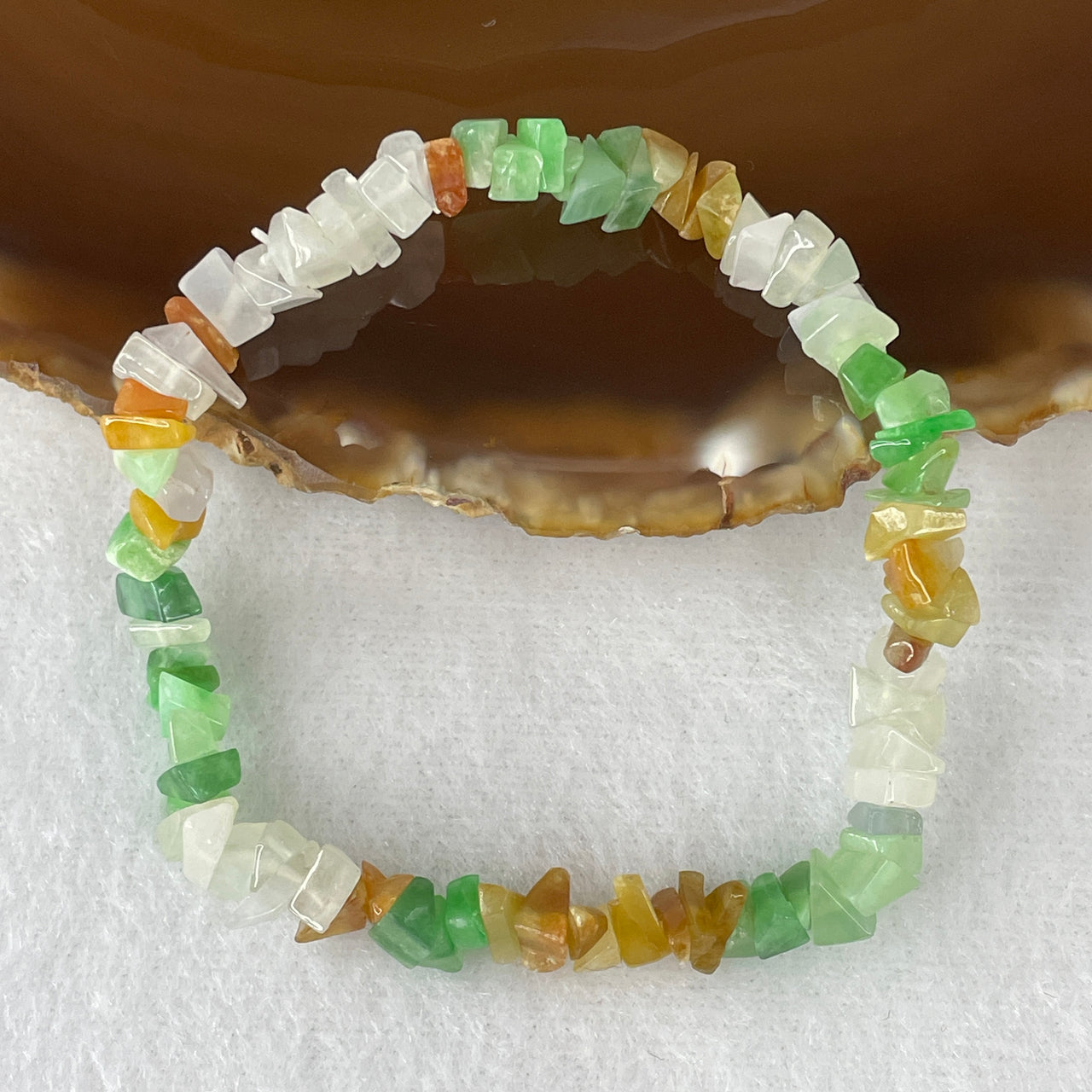 Certified Natural Type A Multi-Color Green, Colorless & Brown Jadeite Beads Irregular Bracelet | 84 Sacred Prayer Beads Multi-Wrap Strand | Authentic Myanmar Feicui Tri-Element Balance & Protection Talisman (10.42g | 7.0mm | 15cm Wrist Fit)