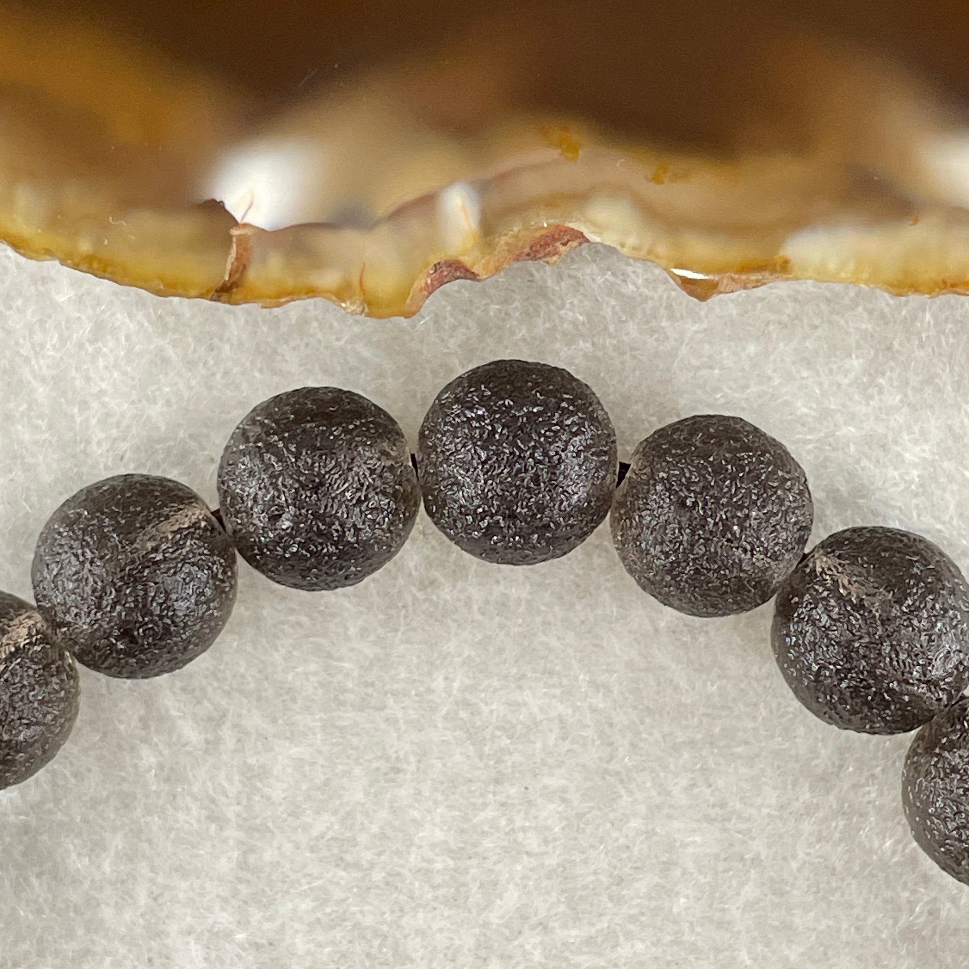 Grey Liuli Beads Bracelet 20.48g 16cm 9.5mm 21Beads - Huangs Jadeite and Jewelry Pte Ltd