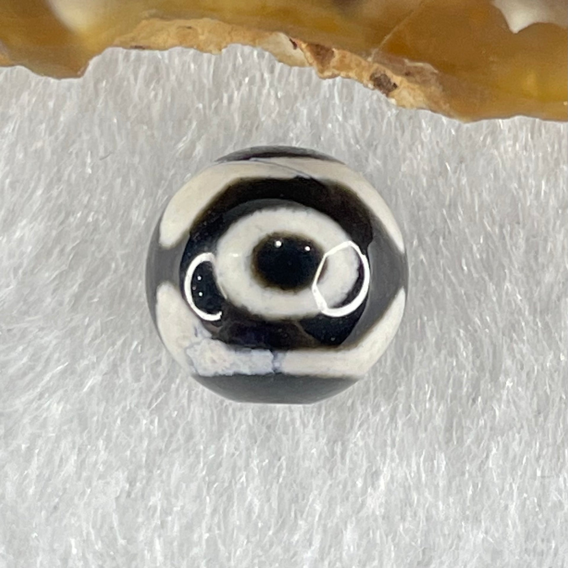 Natural Powerful Tibetan Old Oily Agate 3 Eyes Dzi Bead Heavenly Master (Tian Zhu) 三眼天诛 1.38g 9.9 by 10.1mm - Huangs Jadeite and Jewelry Pte Ltd